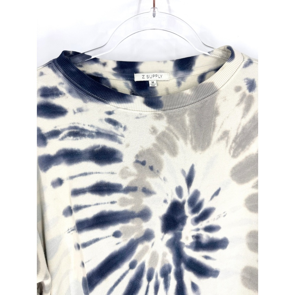 Z Supply Womens Tie Dye Cropped Sweatshirt Blue Grey Cotton Size Medium - Picture 3 of 7